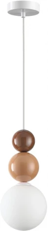 Подвесной светильник Lumion Bonbones 6558/1 белый/белый, коричневый, кремовый/металл/металл, стекло G9 1*20W 220V (на проводе, шарики)