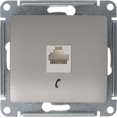 Телефонная розетка встраиваемая RJ-11 (платина) Systeme Electric Glossa GSL001281T