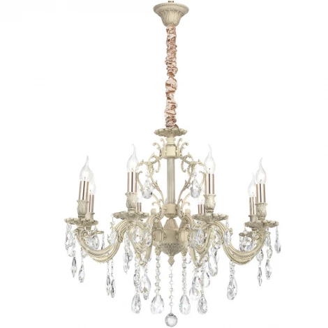 Подвесная люстра Lucia Tucci Barletta 1730.8 cream white (220V, хрусталь K10, на цепи, подсвечник, свеча)
