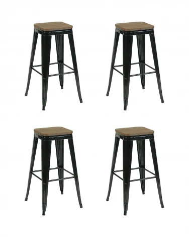 Стул барный TOLIX черный глянцевый + темное дерево KD 4 шт. Stool Group УТ000042402