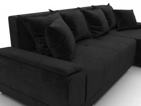 Диван угловой Лига-119 угол правый (ДСП,Брус,Фанера,ЛДС,Велюр/Черный) Лига Диванов 137094