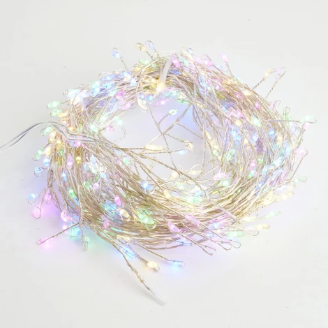 Светодиодная гирлянда Кластер (на проволоке) линейная 12м мультиколор c питанием от сети 220V Feron CL584 51449