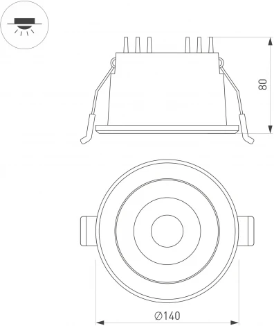 Встраиваемый точечный светильник светодиодный MS-ALORA-BUILT-R140-12W Day4000-MIX (BK, 60 deg, TRIAC) (Arlight, IP54 Пластик) 048094 (220V)