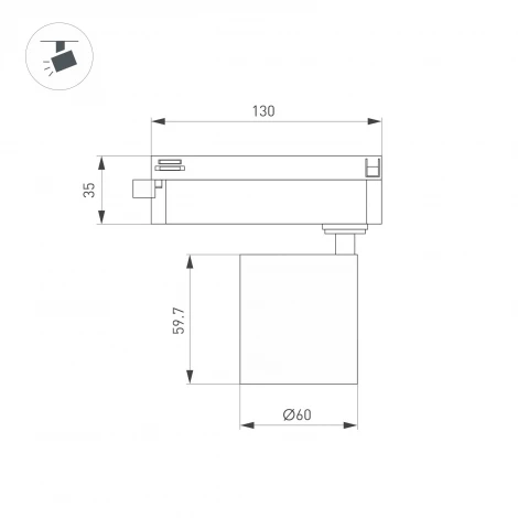 Трековый светильник светодиодный LGD-DYKE-2TR-R60-8W Warm3000 (BK, 50 deg, 230V) (Arlight, IP20 Металл) 052261