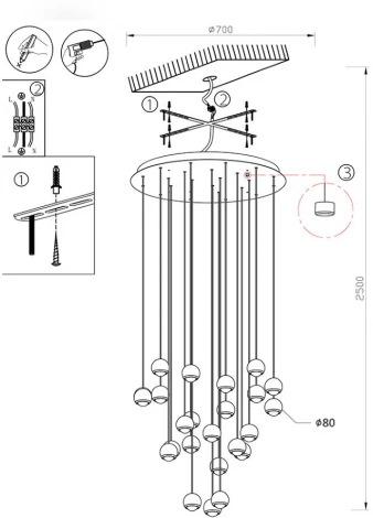 Потолочная люстра Lumien Hall Danay LH8027/24P-BK-PBK