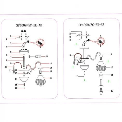 Потолочная люстра Seven Fires Vernole SF4009/5C-BK-AB