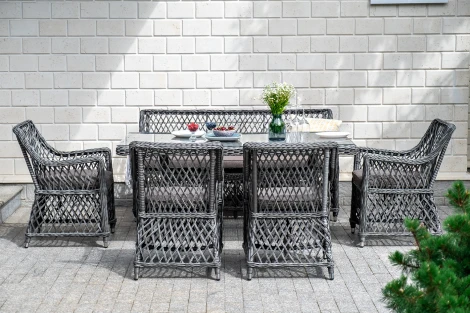 Плетеный стол из искусственного ротанга 160х90см, цвет графит 4SIS Латте YH-T4766G-1 graphite