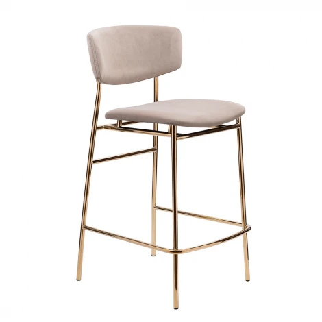 Стул полубарный Elle латте с золотыми ножками RF 0816