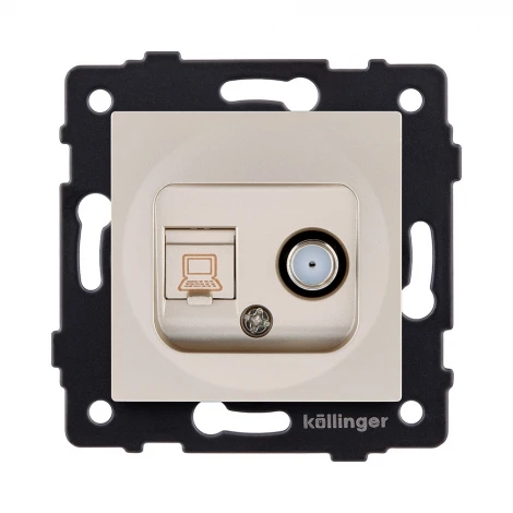 Розетка двойная спутниковая SAT + RJ45 золотой Kollinger REA-014GD для Aspekt, Eleganz, Reflex