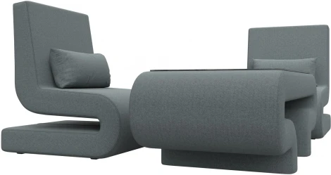 Набор Волна-3 (стол, 2 кресла) (Серый/Рогожка) Лига Диванов арт.125334