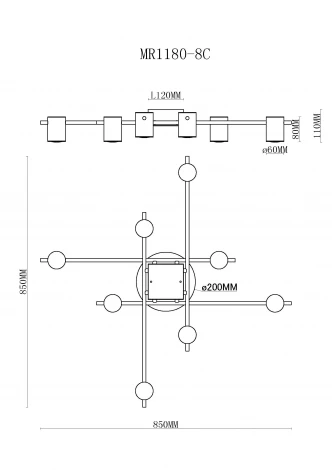 Потолочная люстра MyFar Gella MR1180-8C (220V)