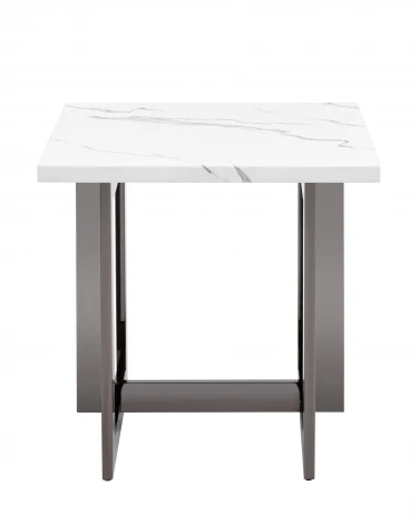Журнальный столик Stool Group Нэйтан 61*61 белый мрамор сталь темный хром УТ000036330