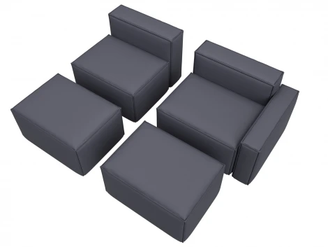 Диван угловой модульный Лига-063 угол правый (ДСП/Пластик/Экокожа/Серый) Лига Диванов 129791