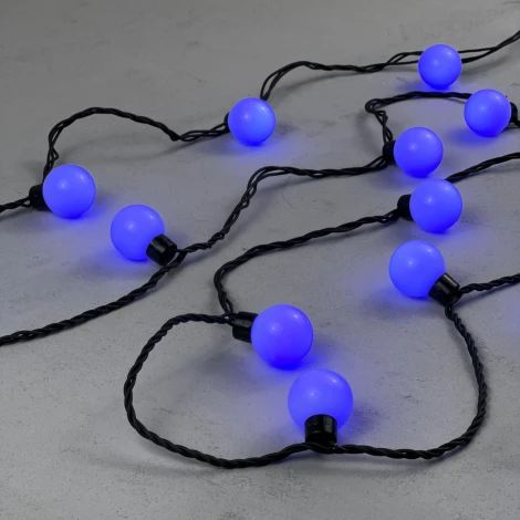 Гирлянда «Шарики» 5м синяя 220В, 20 LED, провод черный каучук, IP65 Laitcom HB20-1-2B