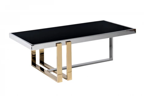 47ED-20910 Стол журнальный черн.стекло/хром+золото 120*60*40см Garda Decor