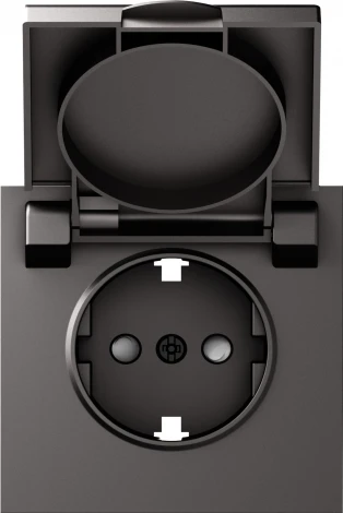 Накладка для розетки Schuko с заземлением, с крышкой, 16A 250 В~, матовый титан IP44 Donel S08 DS45445