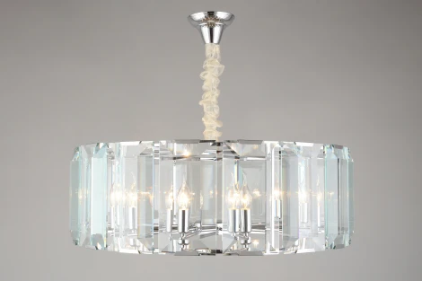 Подвесная люстра Omnilux Noventa OML-81513-10 (220V, хрусталь, на цепи, свеча, круглые)