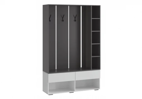 Прихожая Woodville Роут белый / графит комплектация 3