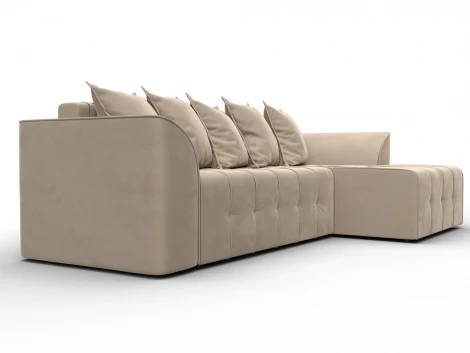 Диван угловой Лига-113 угол правый (ДСП,Велюр/Бежевый) Лига Диванов 136721