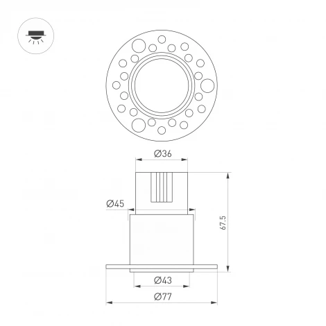 Светильник встраиваемый MS-INVISIO-TRIMLESS-R45-10W Warm2700 (WH-WH, 36 deg, 230V) (Arlight, IP54 Металл) 061925