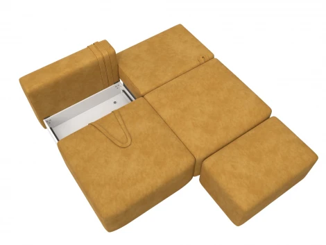 Диван прямой модульный с пуфом Лига-060 НПБ (ЛДСП,Брус,Фанера/Пластик/Велюр/Желтый) Лига Диванов 129669