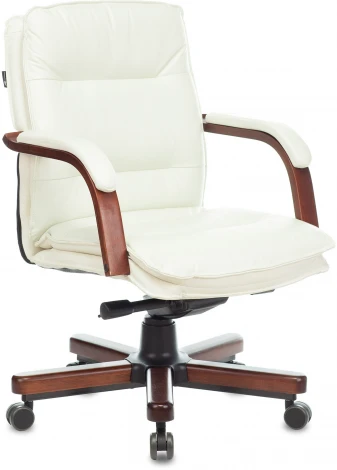 Кресло руководителя Бюрократ T-9927WALNUT-LOW слоновая кость кожа низк.спин. крестовина металл/дерево