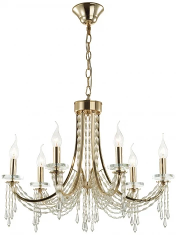 Подвесная люстра Odeon Light Capel 5063/6 ODL24 537 золото/прозрачный/металл/хрусталь E14 6*40W (220V, подвески, на цепи, подсвечник, свеча)
