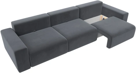 Диван прямой Лига-036 НПБ Классик Лонг (Серый/Велюр) Лига Диванов арт.121327