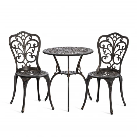 Комплект Secret de Maison Romance/Романс (стол+2 стула) алюминиевый сплав, D60/H67, 53х41х89см, бронзовый Tetchair 10670