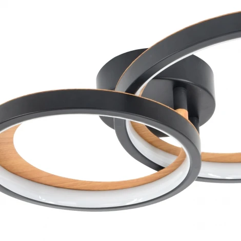 Потолочная люстра светодиодная с пультом (Ночной режим, С таймером) Escada 10265/2LED 48W Black/Wood