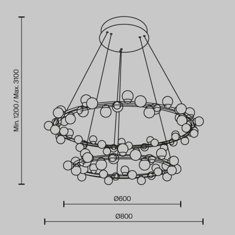 Подвесная люстра ярусная Maytoni Tessara MOD081PL-L84G3K (LED, 220V, на тросе, шарики, круглые)