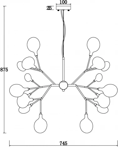 Люстра подвесная Florencia FR5049PL-27B (220V, на тросе, лепестки)