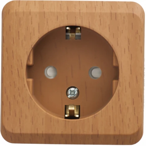 Розетка накладная с заземлением и шторками (бук) Systeme Electric Этюд PA16-004T