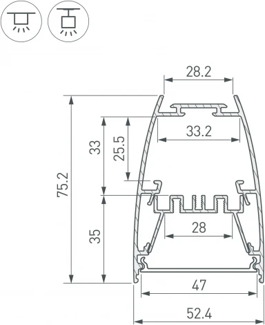 Профиль LINE-5075-U-HONEYCOMB-2000 BLACK (Arlight, Алюминий) 044885