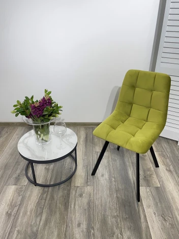 Обеденный стул M-City CHILLI-Q SQUARE оливковый #H25, велюр / черный каркас