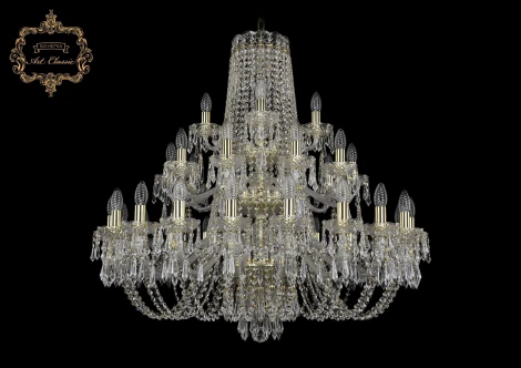 Подвесная большая люстра Art Classic 11.23 11.23.20+10+5.360.3d.Gd.Dr (220V, хрусталь, на цепи, подсвечник, свеча)