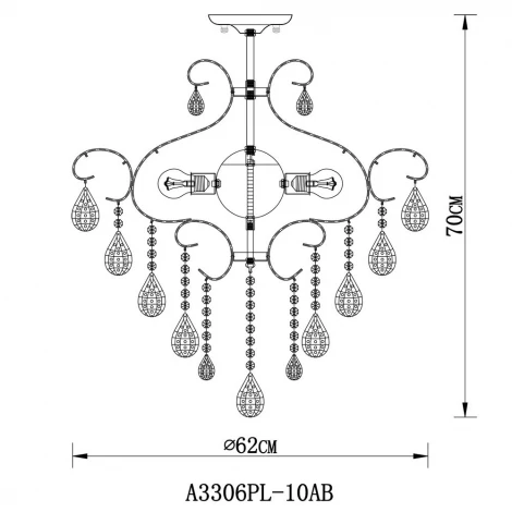 Потолочная люстра Arte Lamp Vitoria A3306PL-10AB