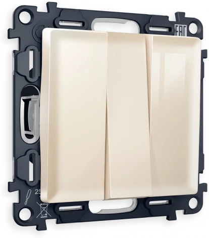 Комплект механизма Ambrella Volt 3-клавишного выключателя ALFA MA305010 Бежевый глянец QUANT