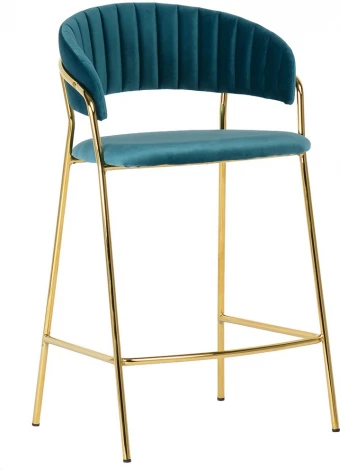 Комплект из 2-х стульев полубарных Turin бирюзовый с золотыми ножками Bradexhome арт.FR 0162P