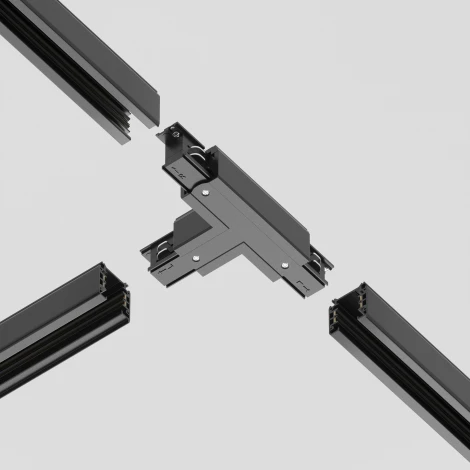 Коннектор Т-образный левый Trinity черный (трехфазный) Maytoni Technical TRA005CT-31B-L (220V)