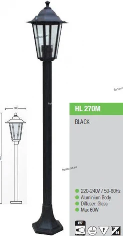Столб уличный Horoz Erguvan, 1 плафон, черный с прозрачным