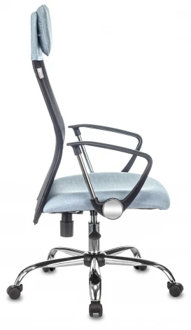 Кресло руководителя Бюрократ KB-6N черный TW-01 сиденье голубой 38-405 сетка/ткань с подголов. крестовина металл хром