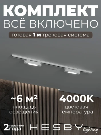 Трековая система в сборе накладная однофазная 220V Hesby Lighting №1 однофазная накладная Skylite HSBL_kompl_S001_NI1W4K