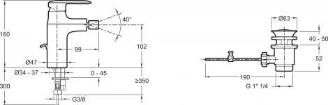 Смеситель Jacob Delafon Kumin E99456-CP для биде