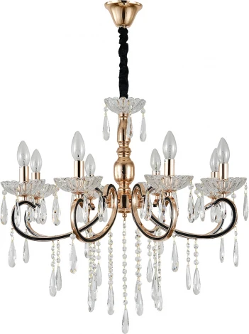 Подвесная люстра Escada Scaleona 2105/8P Gold 8x40Вт E14, металл/хрусталь, золото/прозрачный (220V, на цепи, подсвечник, свеча)