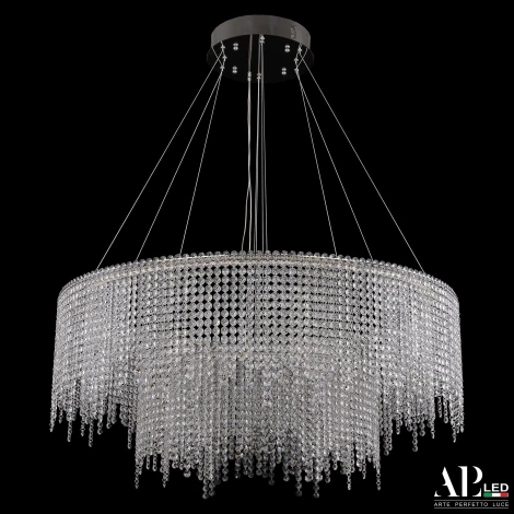 Подвесная люстра светодиодная APL LED Sicilia SH02.93.2D.B.Ni.4000 (220V, хрусталь, на тросе)
