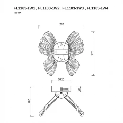 Настенный светильник светодиодный Fluorite Borboleta FL1103-1W3