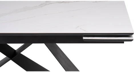 Керамический стол Woodville Ноттингем 160(220)х90х79 белый мрамор / черный 553543