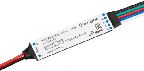 Контроллер SMART-K49-RGBW (12-24V, 4x1A, 2.4G) (IP20 Пластик) 028443 Arlight