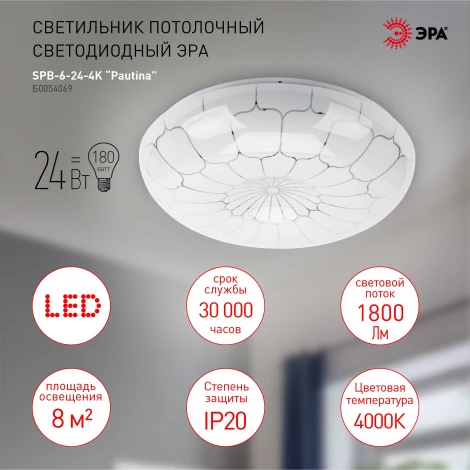 Потолочный светильник светодиодный ЭРА SPB-6-24-4K Pautina
